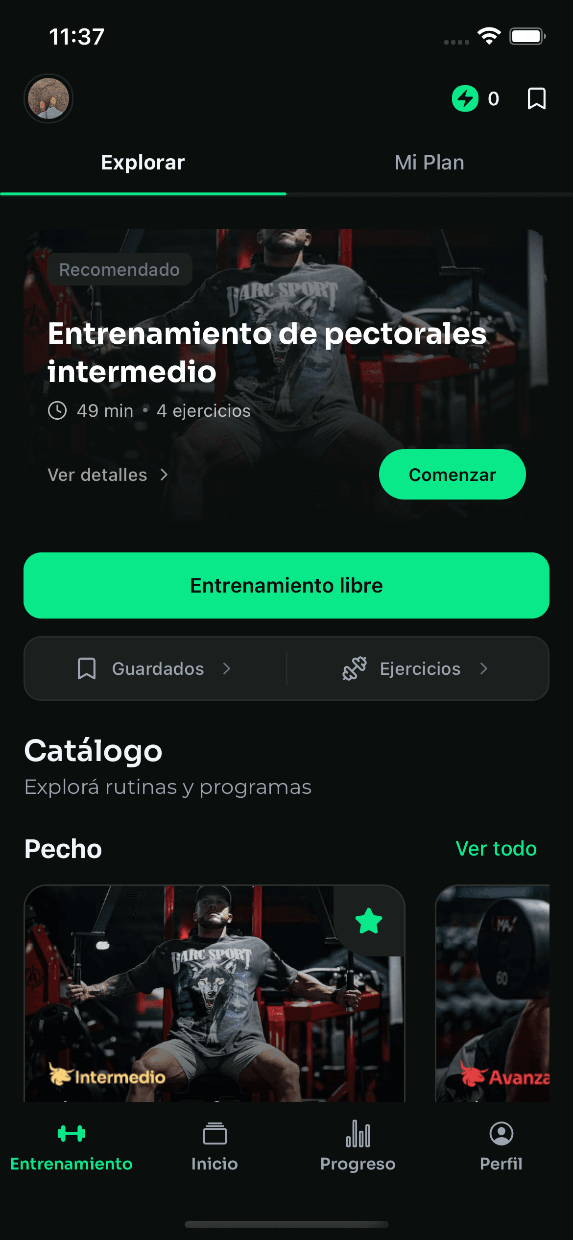 Explorar rutinas en Fierro