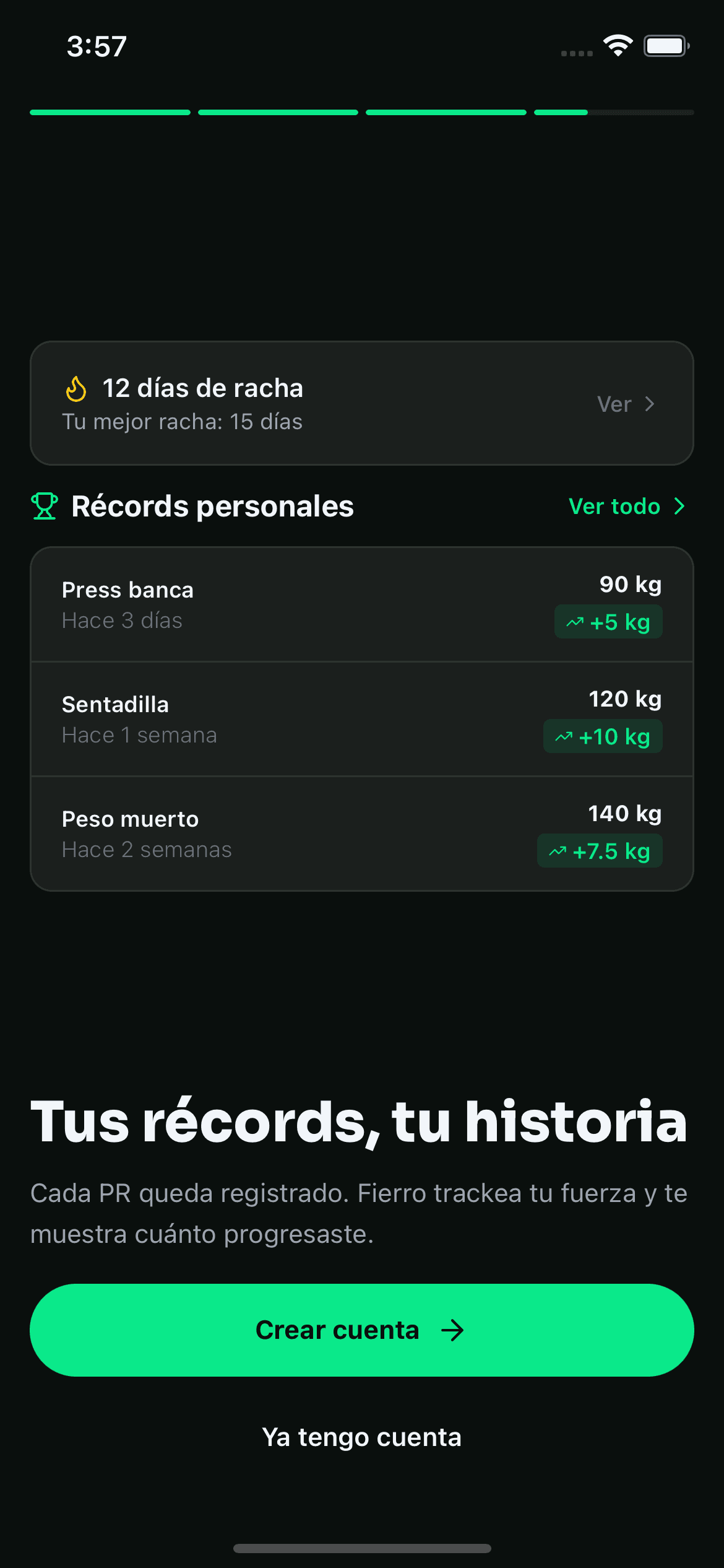 Pantalla principal de Fierro